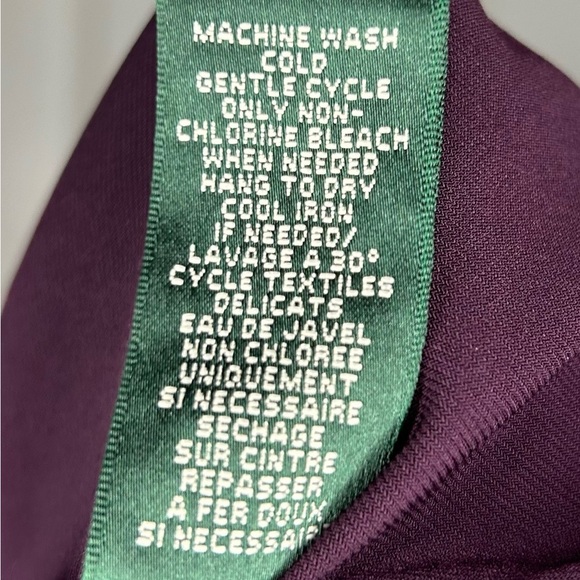 Lauren Ralph Lauren Purple White Polka Dot Faux Wrap Dress Midi Size 12 Preppy - Picture 7 of 9